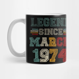 49 Years Old Legend Since March 1974 49th Birthday Mug